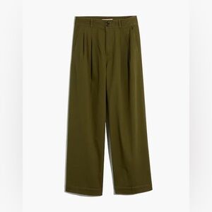 Madewell Women’s Pleated, Wide Leg Trousers in Olive, size 2